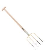 Mestvork - 4 tanden - Metaal - Essenhouten steel - 85 centimeter