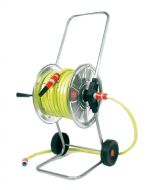 Haspel, gemonteerd 25m - 5/8 inch met gele tuinslang en 1/2 inch pvc koppelingen, volledig verzinkt