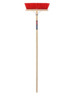 Bezem - Nylon - 35 centimeter - Houten steel - 140 centimeter