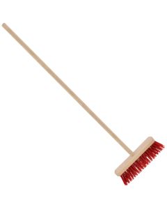 Bezem - Rood - Harde haren - Houten steel - 120 centimeter