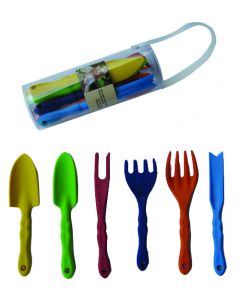 Set van tuingereedschappen voor kinderen, 6 stuks in een plastiek tasje