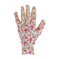 Werkhandschoenen – Tuinhandschoenen – Polyester – Wit/roze – Nitrilcoating – Maat S 