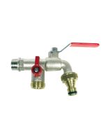 Tuinkraan met extra uitgang 3/4 inch en nippel (messing)