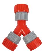 Y-vertakking met 3 opgeschroefde slanghouders dia 12-18 mm (pvc) op kaart
