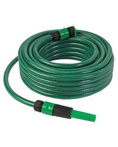 Tuyau vert arme, avec raccords et lance a debit reglable 1/2 pouce - 15 m