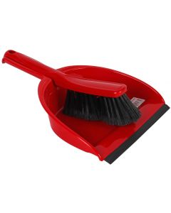 Stoffer en blik - Kunststof - Zachte haren - Rood