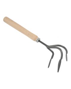 Cultivateur a 3 d forgees avec petit manche bois a main
